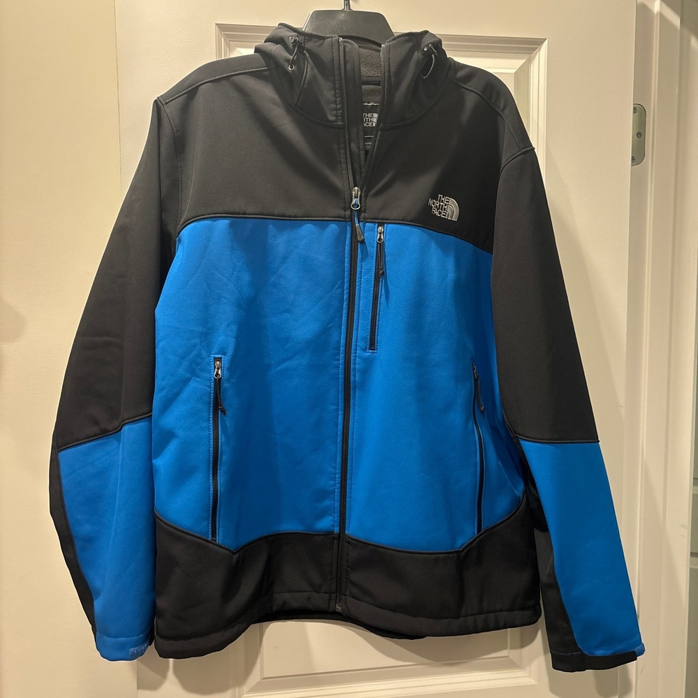 The North Face Apex Bionic Softshell Hooded Jacket Blue Black Mens XL